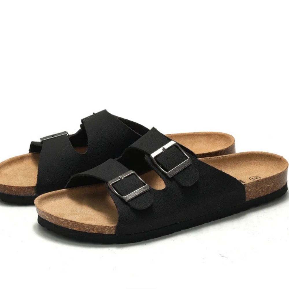 Beranmey Cork Footbed 2 Straps Adjustable Buckle Women Sandals, Size 42